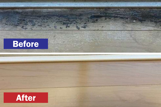 バーンリペア茨城のフローリングのリペア(補修)ビフォーアフター