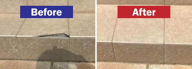 バーンリペア茨城のタイルのリペア（補修）ビフォーアフター