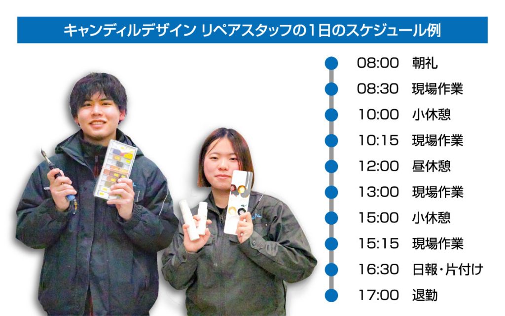 キャンディルデザイン　リペアスタッフ　１日のスケジュール