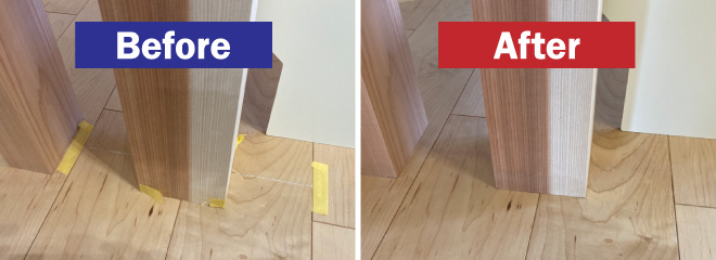 バーンリペア北九州　天然無垢材の補修（リペア）